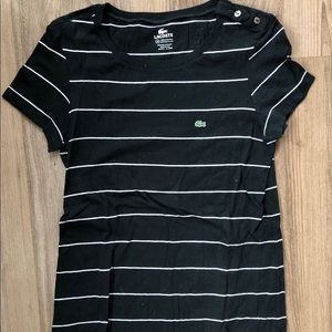 Lacoste striped t-shirt w/ button shoulder detail